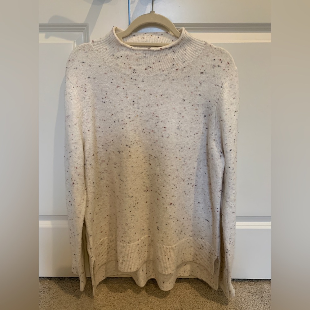 LOFT Flecked Mock Neck Tunic Sweater